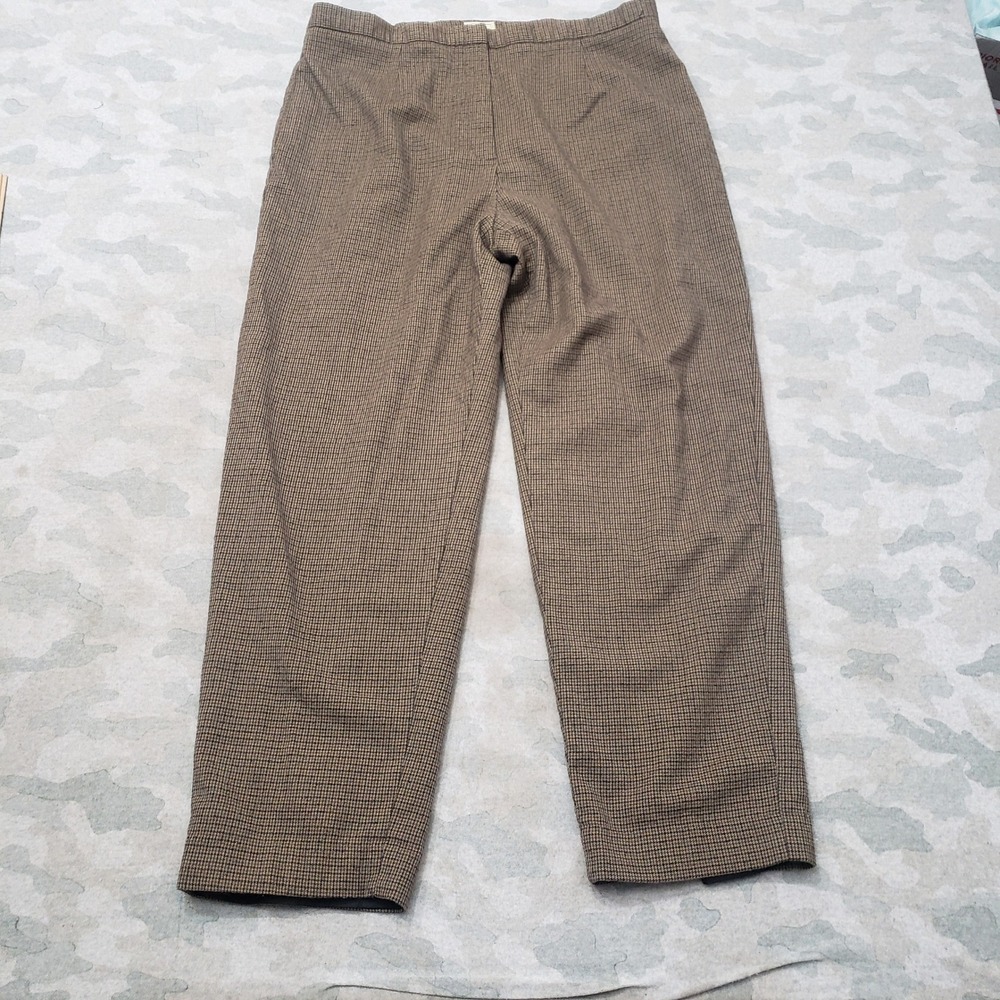 L.L. Bean Pants Womens 20 Green Houndstooth Wool Blend Straight Leg